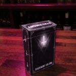 Demonic cigarette pack in a bar back view