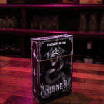 Heavy metal cigarette pack in a bar